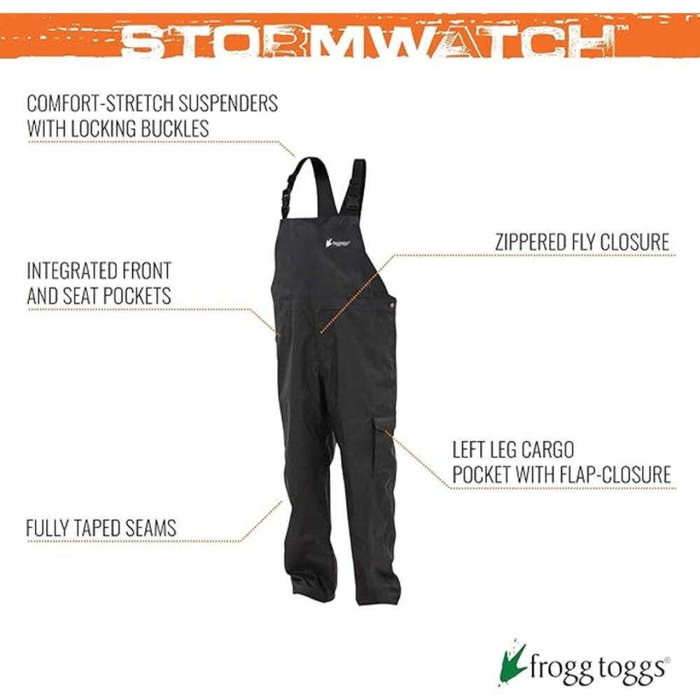 NWT! FROGG‎ TOGGS MEN'S PILOT II GUIDE BIB BLACK X-LARGE